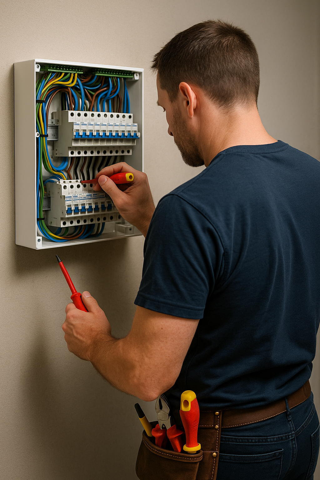 James Clark of JSC Electrical carrying out electrical work in Milton Keynes